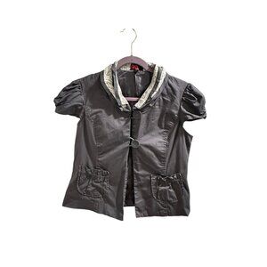 👗 2/$30 👗 Vintage Button-Up Short Sleeve Blazer Jacket Floral Collar & Pockets